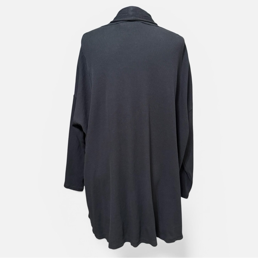 Eileen Fisher Organic Cotton Thermal Cardigan Black Open Front 1X 2X - Picture 4 of 8